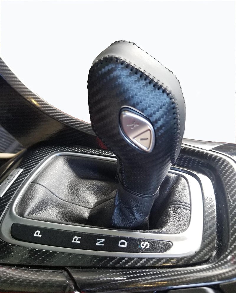 ACTOOLE PU Carbon Fiber Gear Shift Knob Cover for Ford Focus 2012-2016, Fiesta 2014-2016, Fusion 2013-2016 - Image 5
